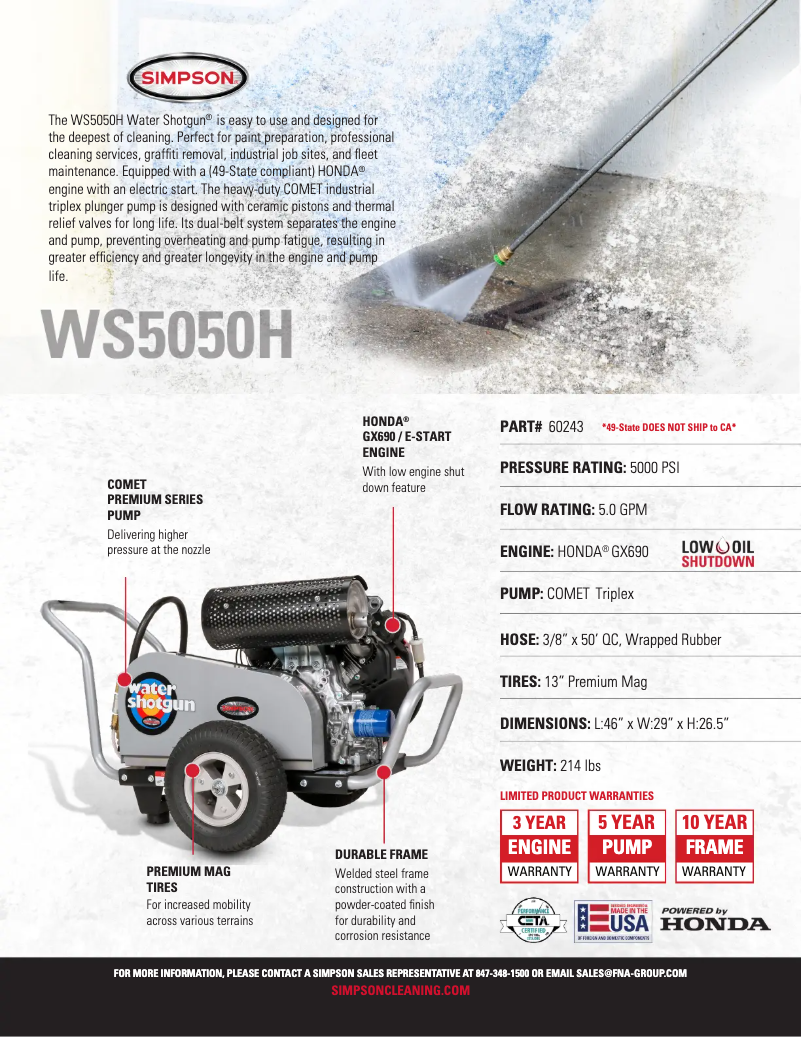 Página 1 del manual Ficha técnica Simpson WS5050H-S