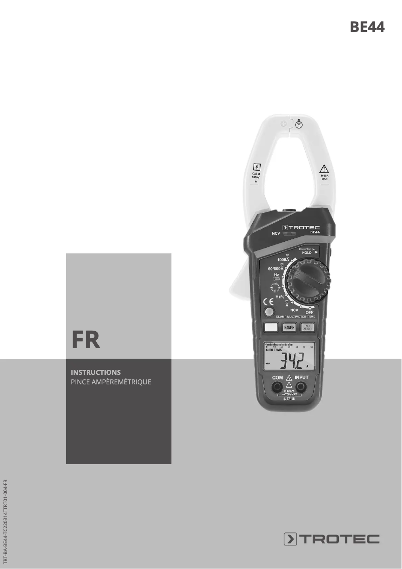 Page 1 de la notice Manuel utilisateur Trotec BE44