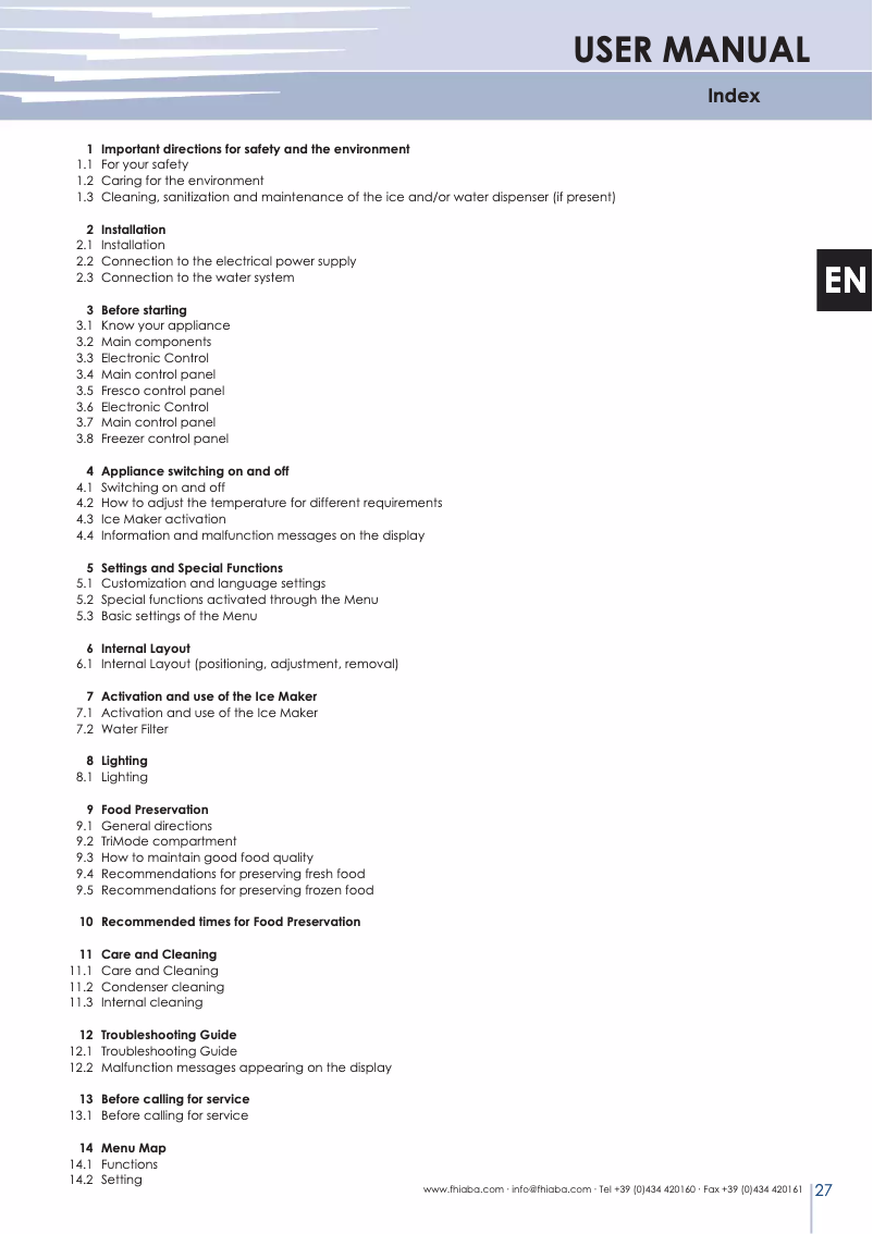 Page 1 de la notice Manuel utilisateur Fhiaba MS7490TST/3