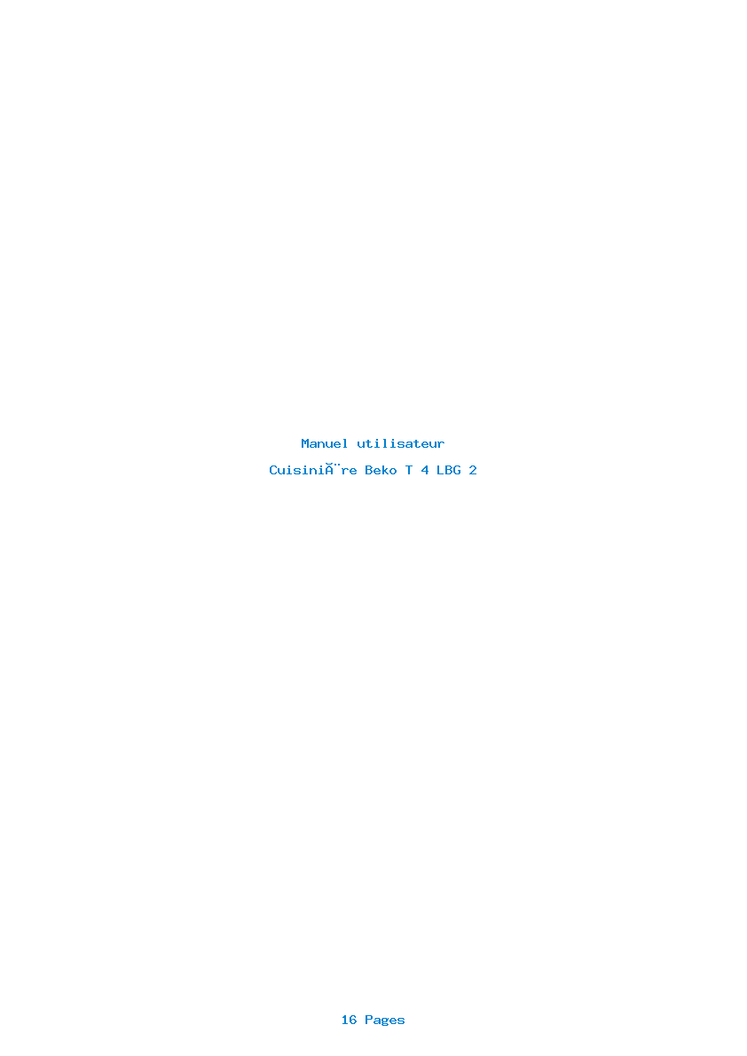 Page 1 de la notice Manuel utilisateur Beko T 4 LBG 2