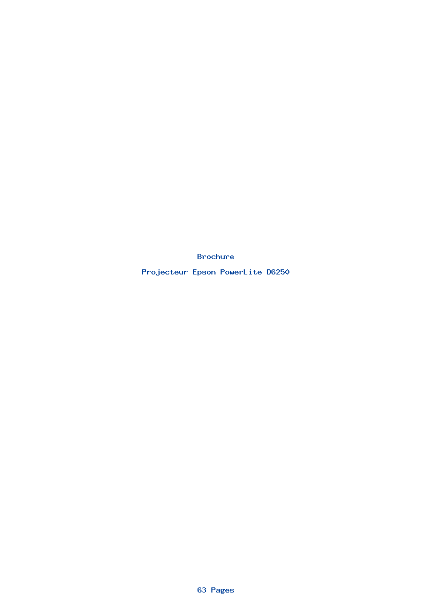 Page 1 de la notice Brochure Epson PowerLite D6250