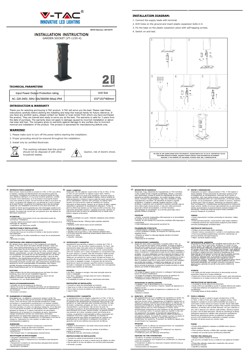 Page 1 of the manual User Manual V-TAC VT-1155-4