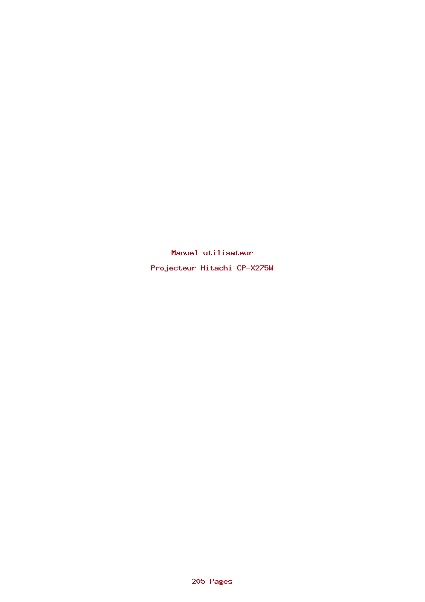 Page 1 de la notice Manuel utilisateur Hitachi CP-X275W