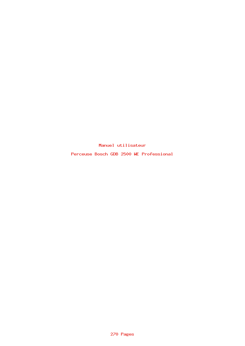 Page 1 de la notice Manuel utilisateur Bosch GDB 2500 WE Professional