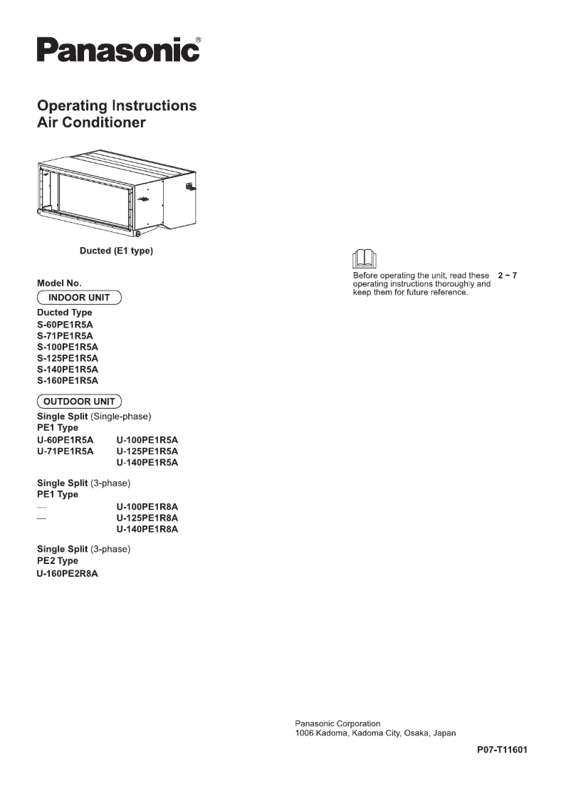 Página 1 del manual Manual de usuario Panasonic U-140PE1R8A