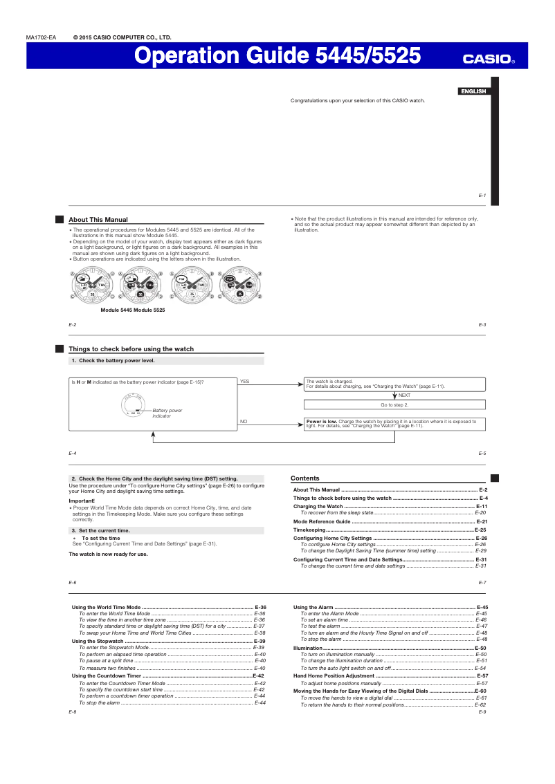 Page 1 de la notice Manuel utilisateur Casio G-Shock GAS-100-1A