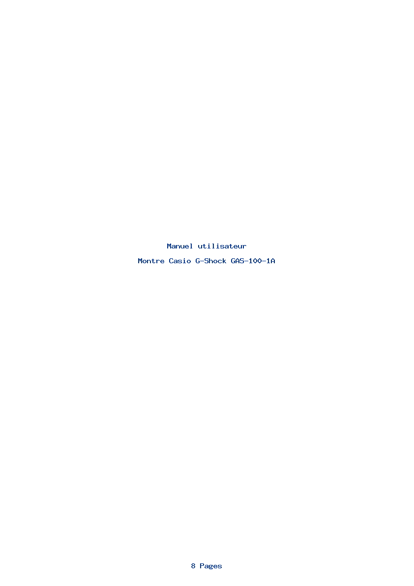 Page 1 de la notice Manuel utilisateur Casio G-Shock GAS-100-1A