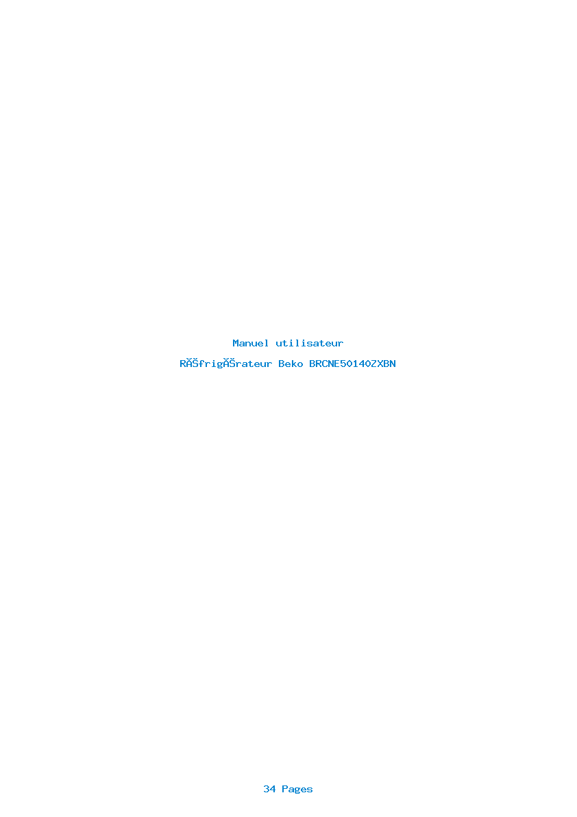 Page 1 de la notice Manuel utilisateur Beko BRCNE50140ZXBN
