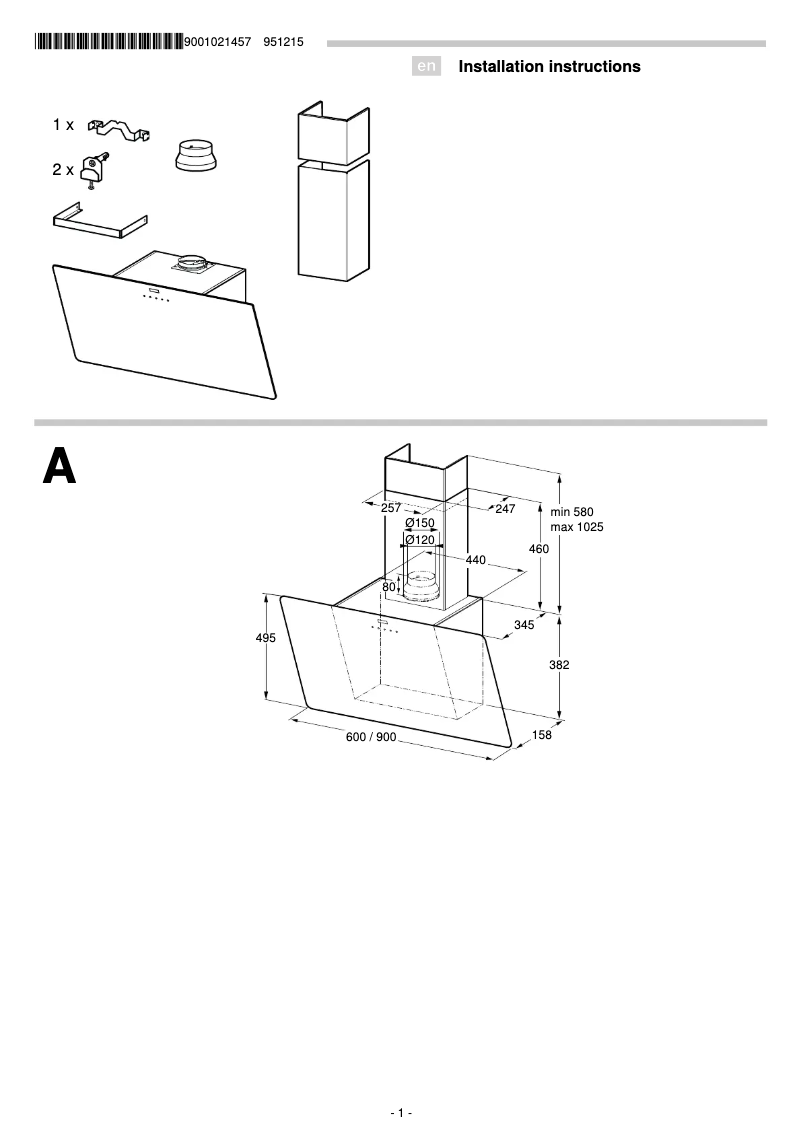 Page 1 de la notice Guide d'installation Bosch DWK068G61