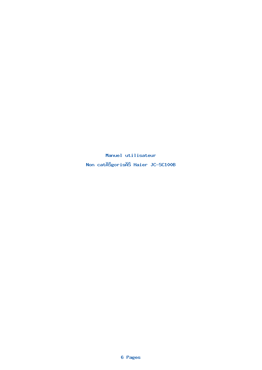 Page 1 de la notice Manuel utilisateur Haier JC-SC100B
