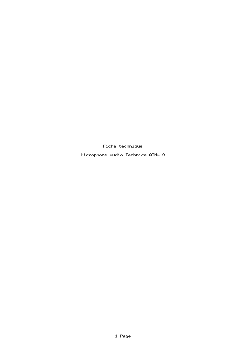Page 1 de la notice Fiche technique Audio-Technica ATM410