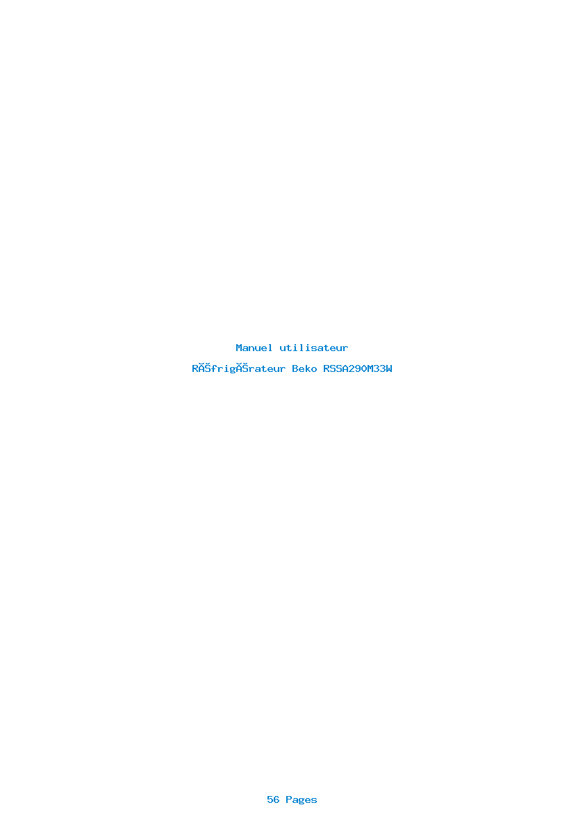 Page 1 de la notice Manuel utilisateur Beko RSSA290M33W