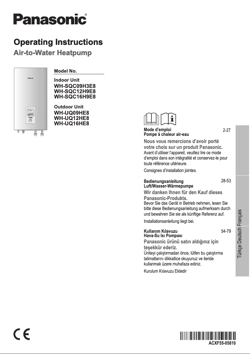 Page 1 de la notice Manuel utilisateur Panasonic WH-SQC16H9E8