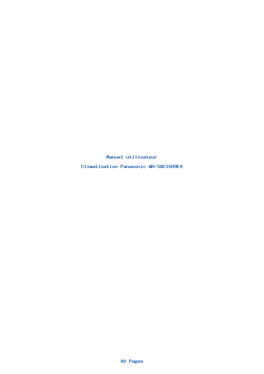Page 1 de la notice Manuel utilisateur Panasonic WH-SQC16H9E8