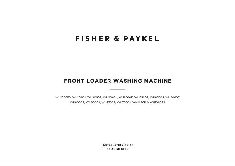 Page 1 de la notice Guide d'installation Fisher & Paykel WH7560P2