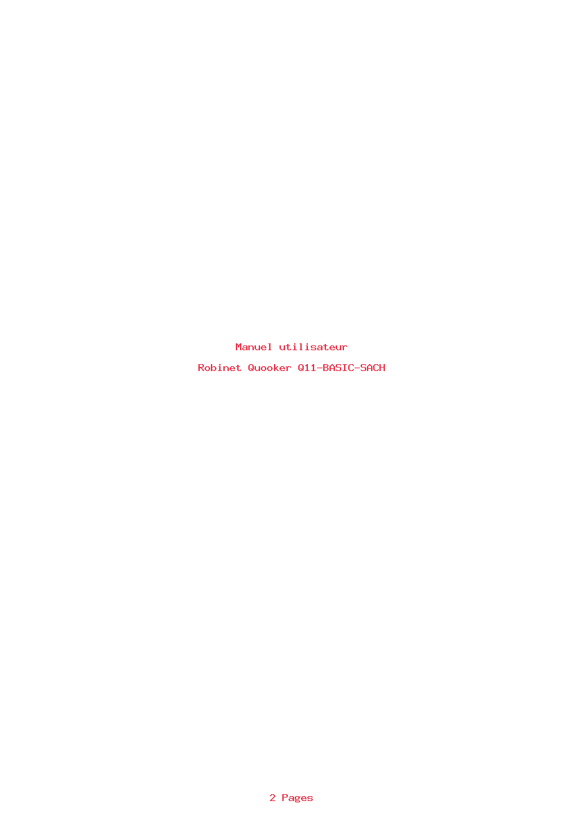 Page 1 de la notice Manuel utilisateur Quooker Q11-BASIC-SACH