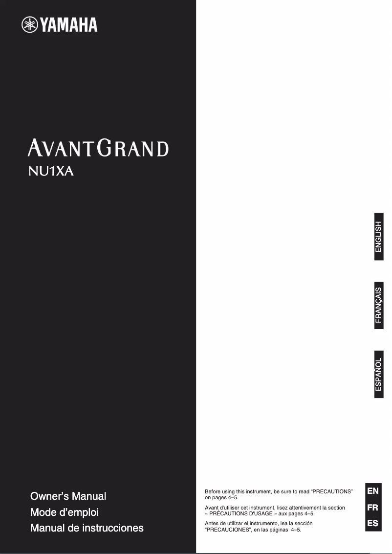 Page 1 de la notice Manuel utilisateur Yamaha AvantGrand NU1XA