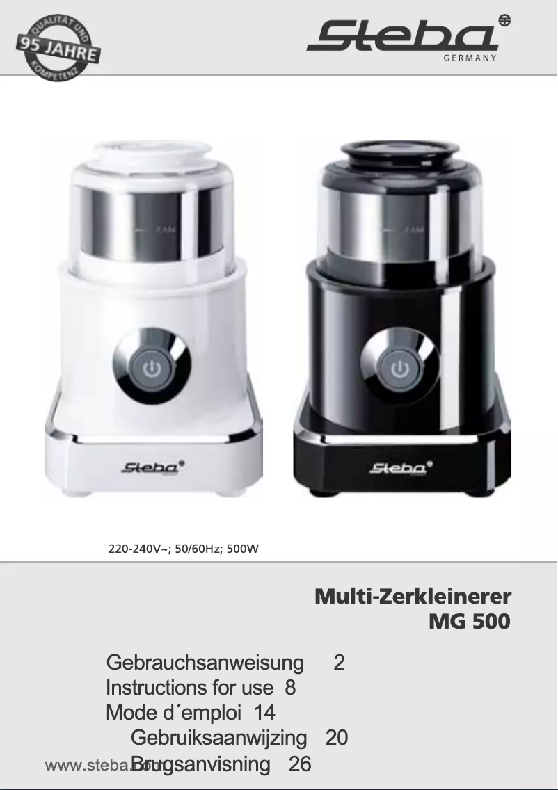 Page 1 de la notice Manuel utilisateur Steba MG 500