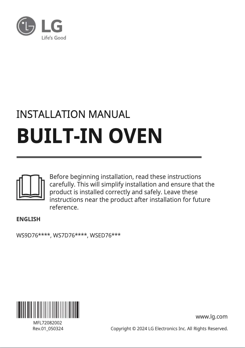 Page 1 de la notice Manuel utilisateur LG WSED7612B