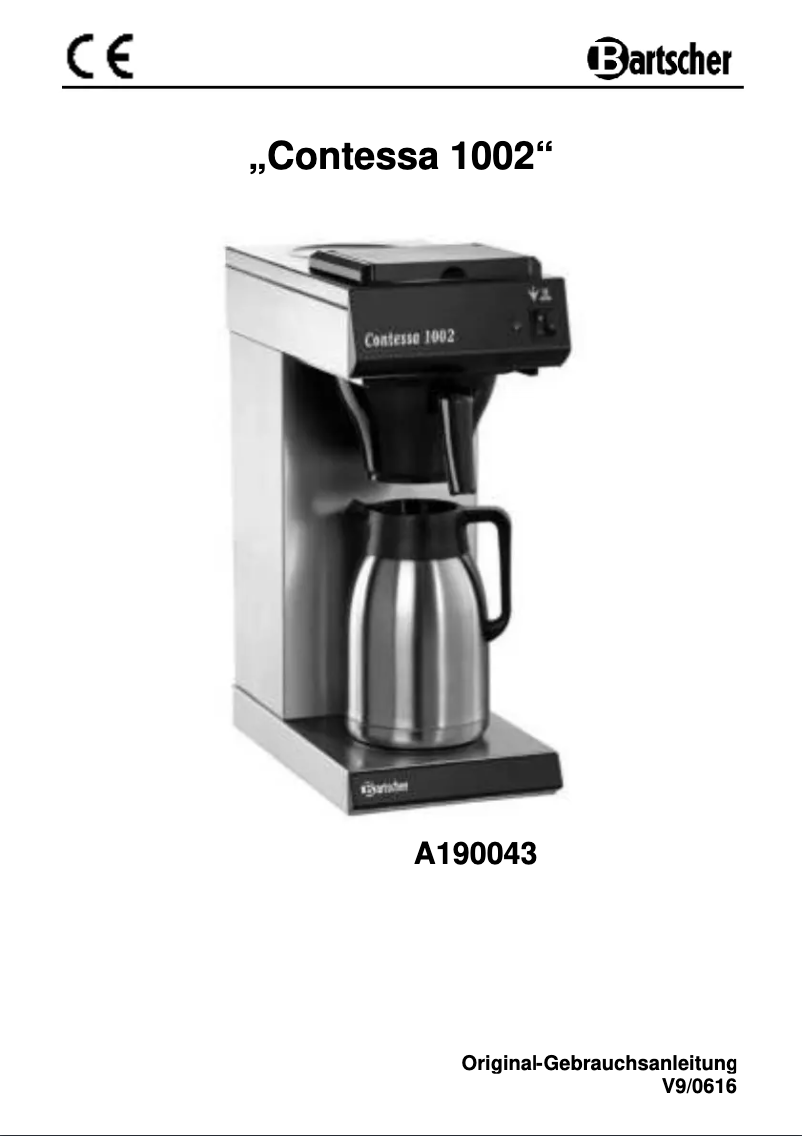 Page 1 de la notice Manuel utilisateur Bartscher Contessa 1200
