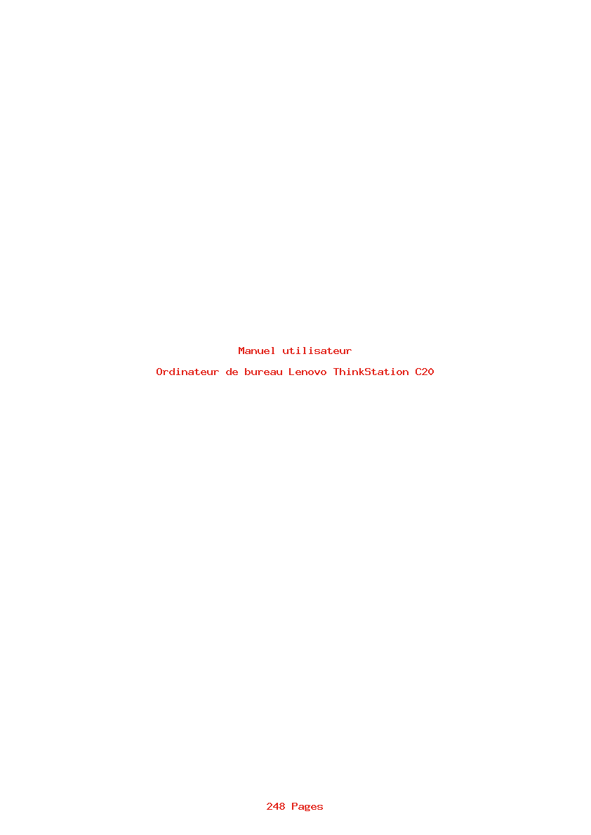 Page 1 de la notice Manuel utilisateur Lenovo ThinkStation C20