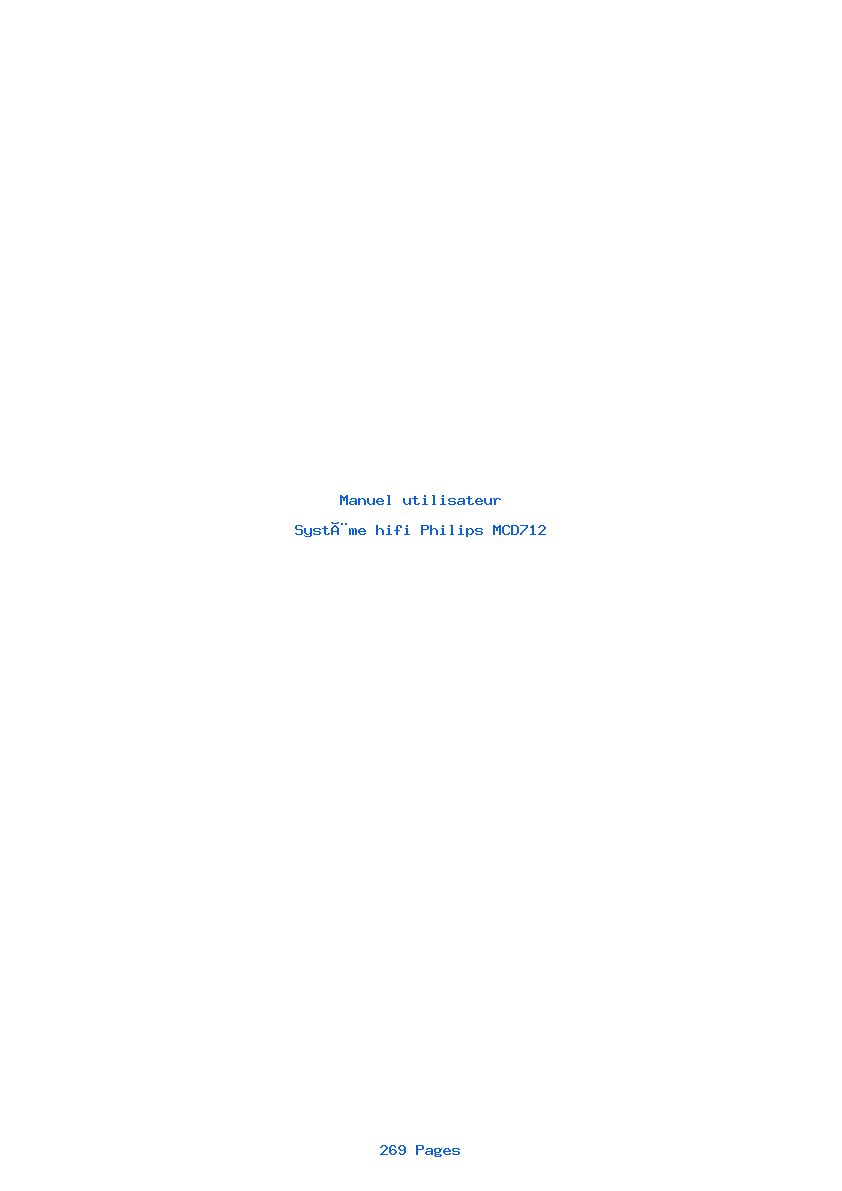 Page 1 de la notice Manuel utilisateur Philips MCD712