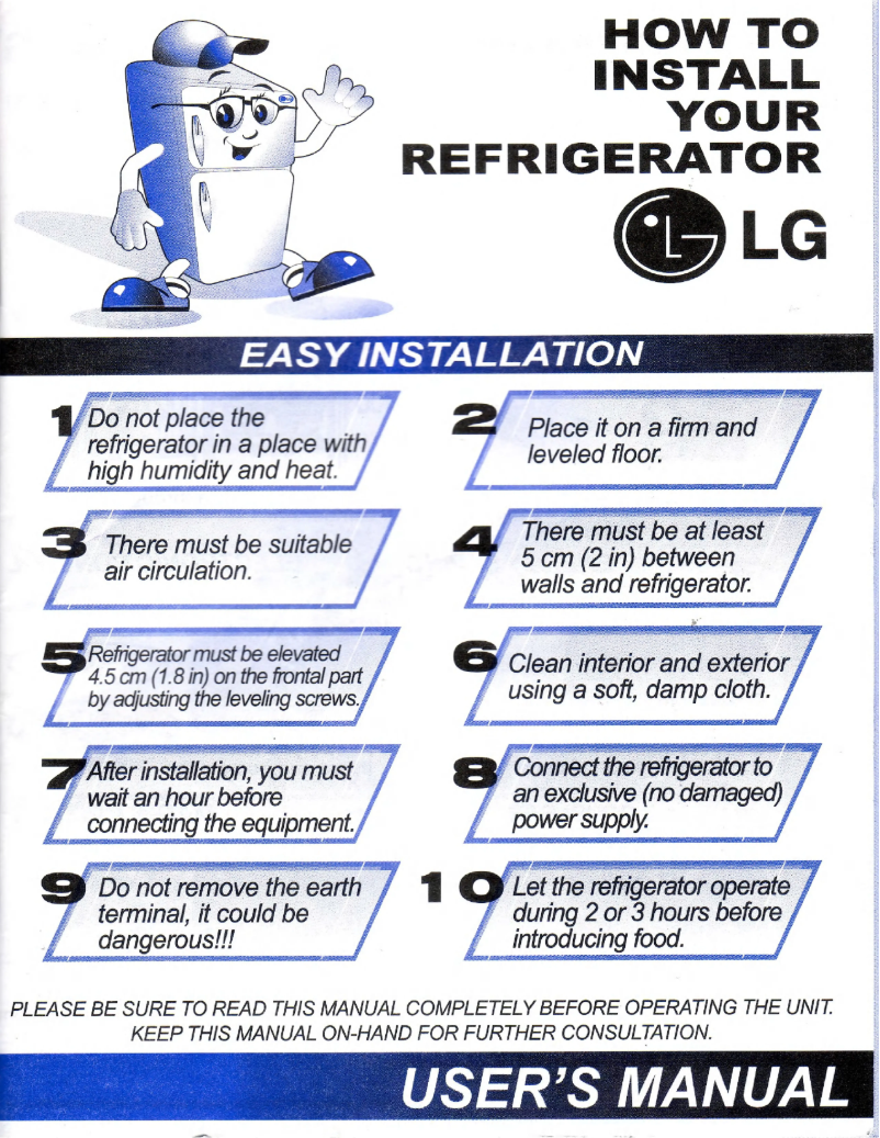 Page 1 de la notice Manuel utilisateur LG GR46W62CVC