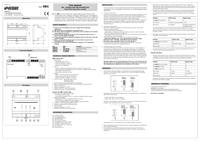 Page 1 de la notice Manuel utilisateur Vemer SRG