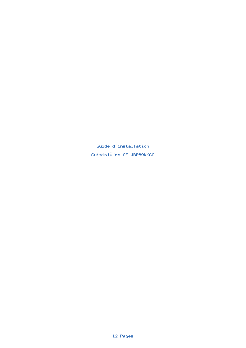 Page 1 de la notice Guide d'installation GE JBP80KKCC