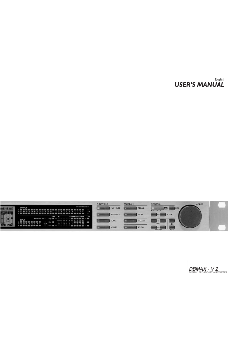 Page 1 de la notice Manuel utilisateur TC Electronic DBMAX II