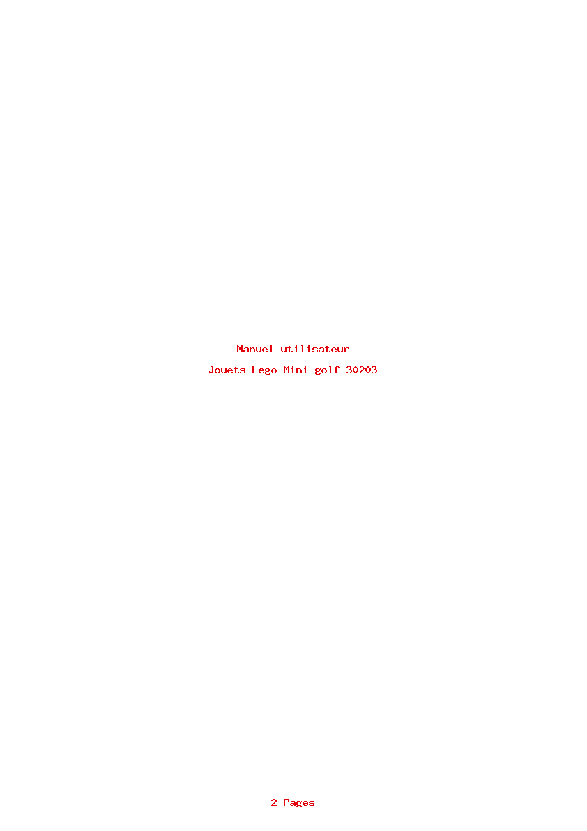 Page 1 de la notice Manuel utilisateur Lego Mini golf 30203