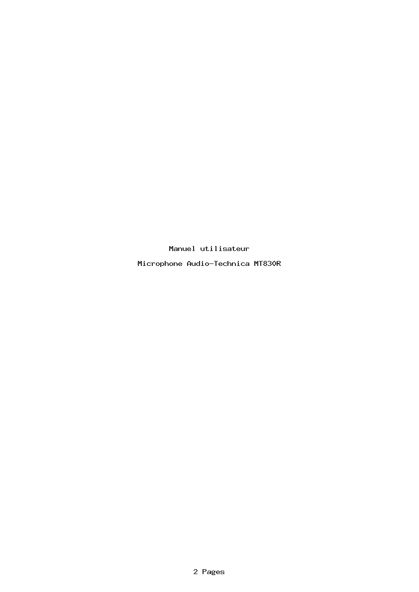 Page 1 de la notice Manuel utilisateur Audio-Technica MT830R