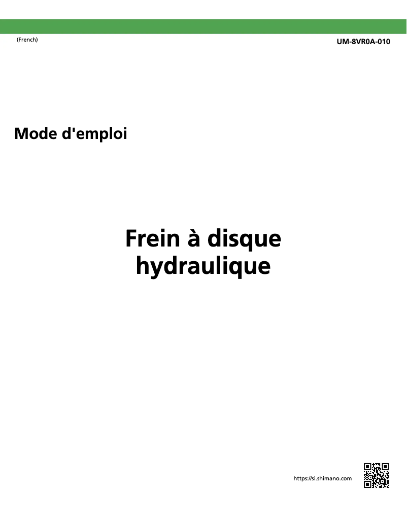 Page 1 de la notice Manuel utilisateur Shimano BL-M7000