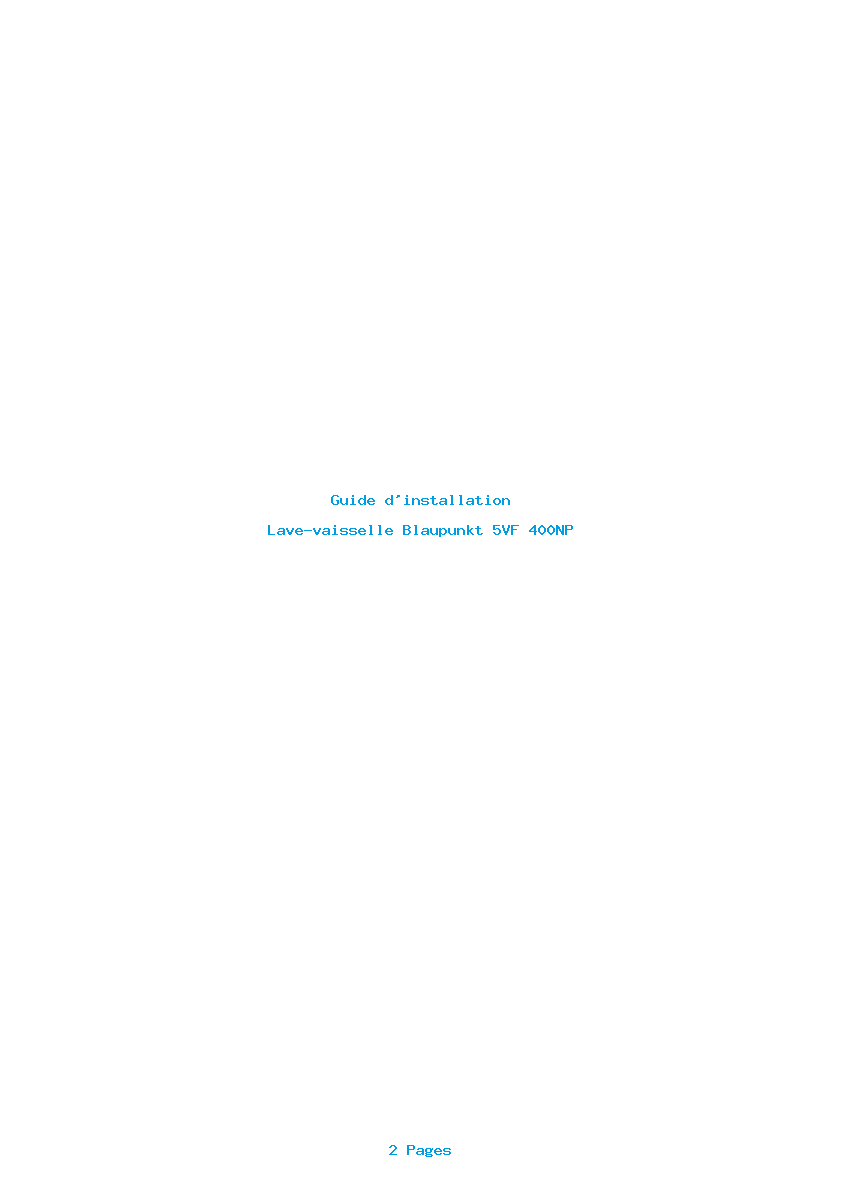 Page 1 de la notice Guide d'installation Blaupunkt 5VF 400NP