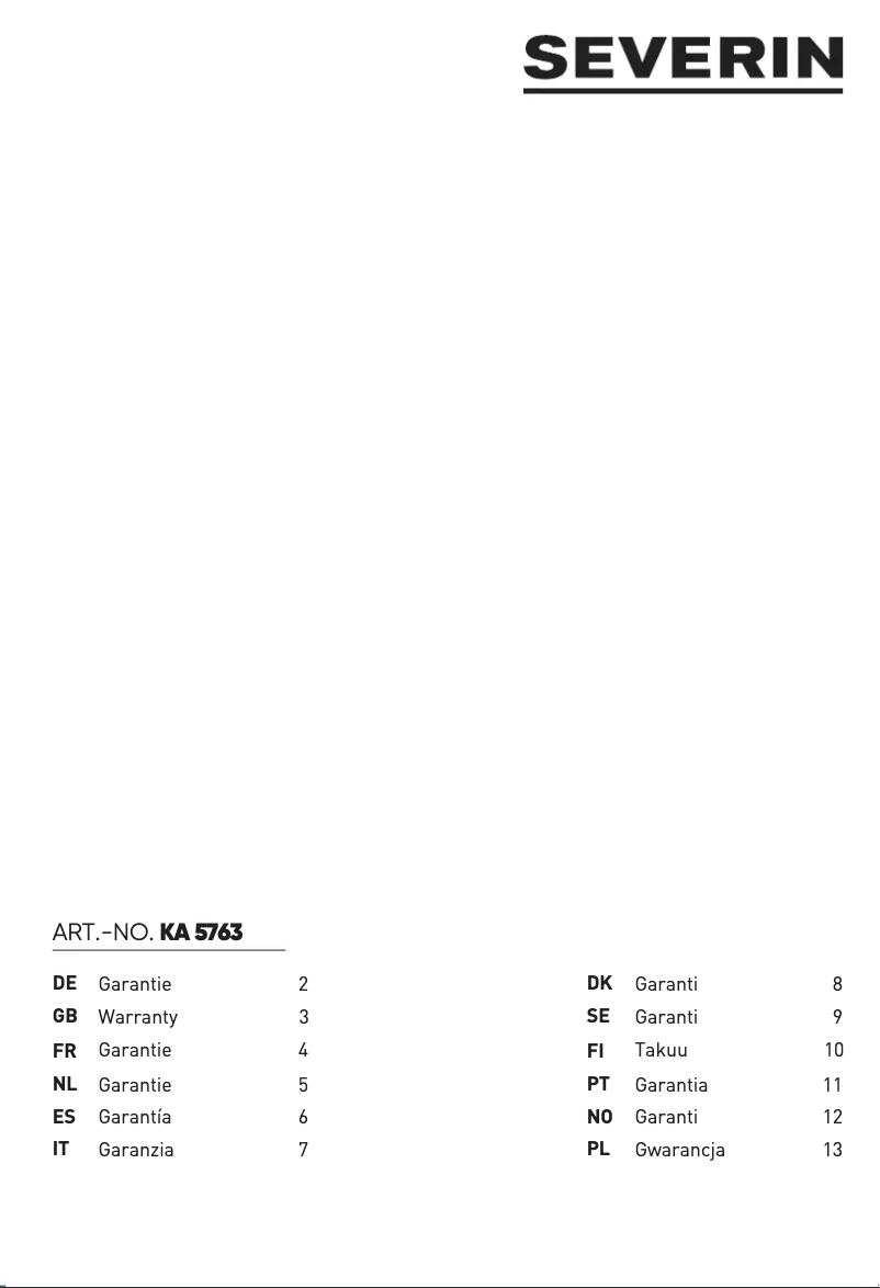Page 1 of the manual Warranty Information Severin KA 5763