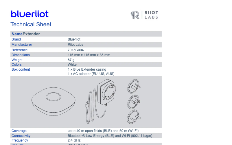 Page 1 de la notice Fiche technique AstralPool Blue Extender