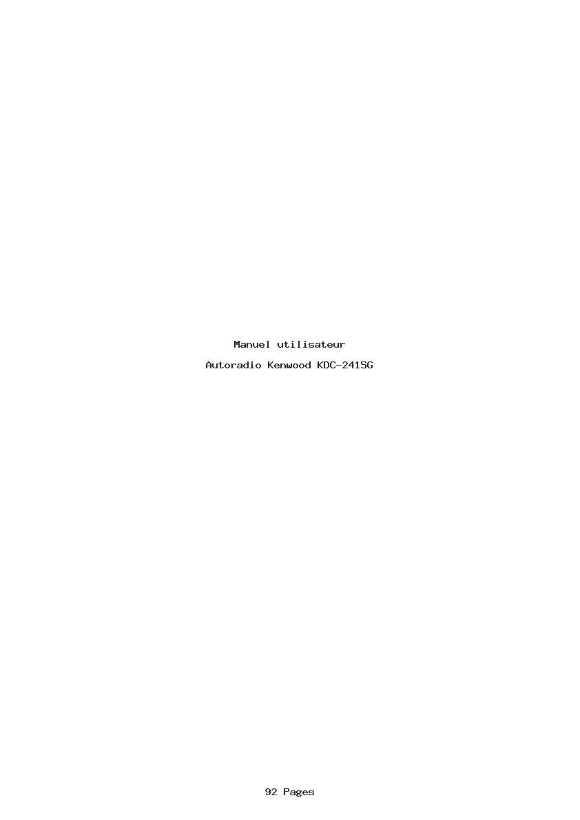 Page 1 de la notice Manuel utilisateur Kenwood KDC-241SG
