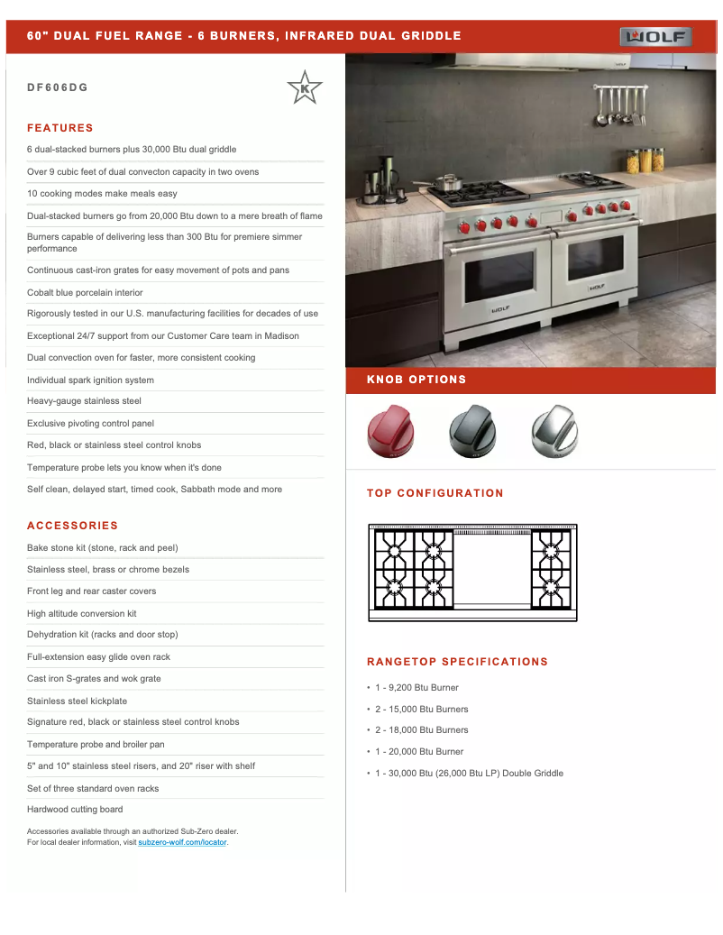 Page 1 de la notice Manuel utilisateur Wolf DF606DG-LP