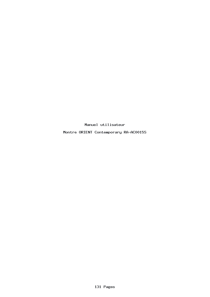 Page 1 de la notice Manuel utilisateur ORIENT Contemporary RA-AC0015S