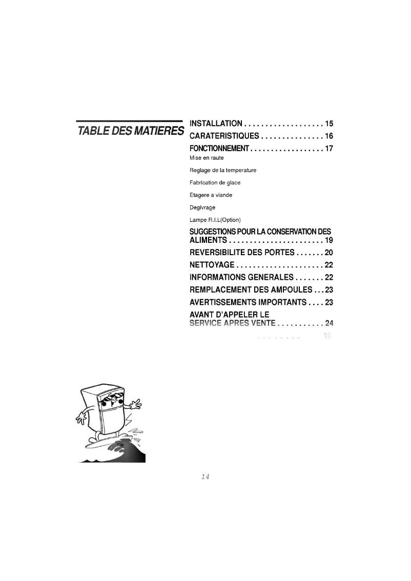 Page 1 de la notice Manuel utilisateur LG GR-282