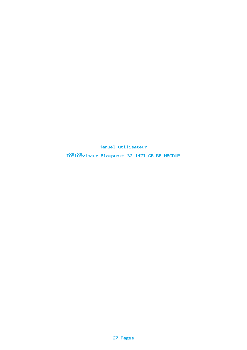 Page 1 de la notice Manuel utilisateur Blaupunkt 32-147I-GB-5B-HBCDUP