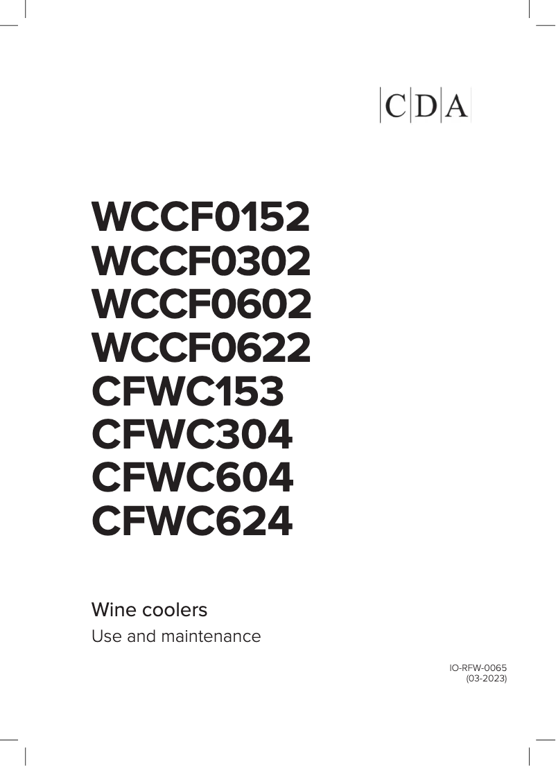 Page 1 of the manual User Manual CDA CFWC604