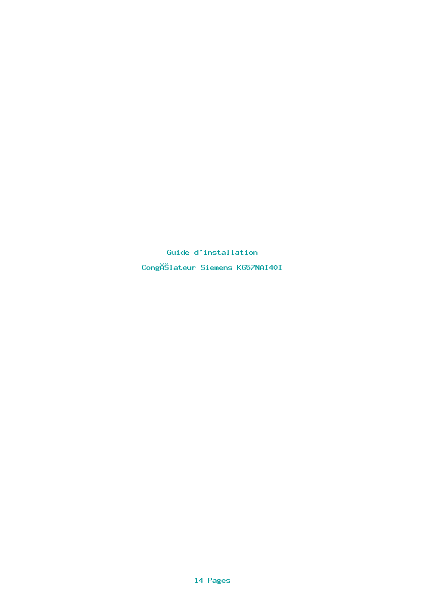 Page 1 de la notice Guide d'installation Siemens KG57NAI40I