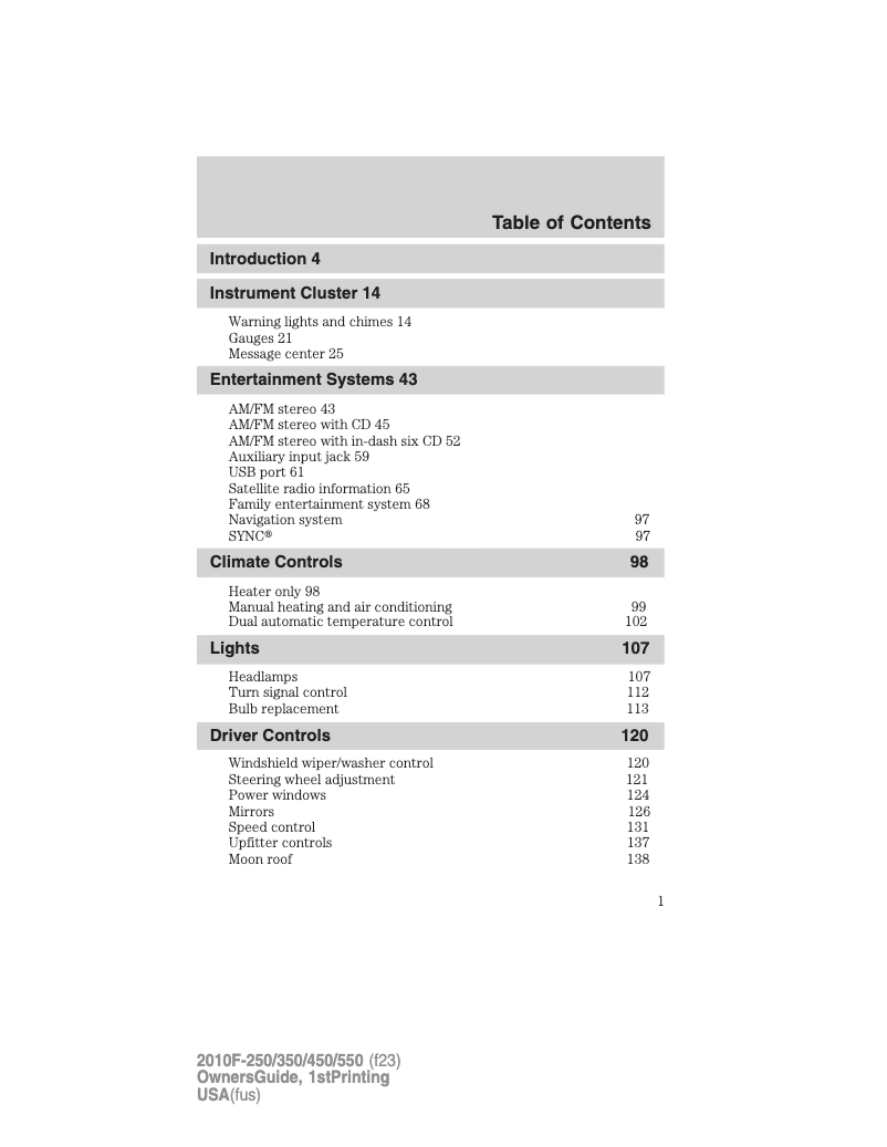Página 1 del manual Manual de usuario Ford F-350 (2010)