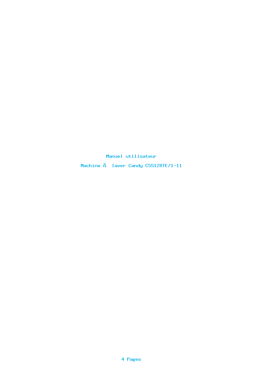 Page 1 de la notice Manuel utilisateur Candy CSS128TE/1-11