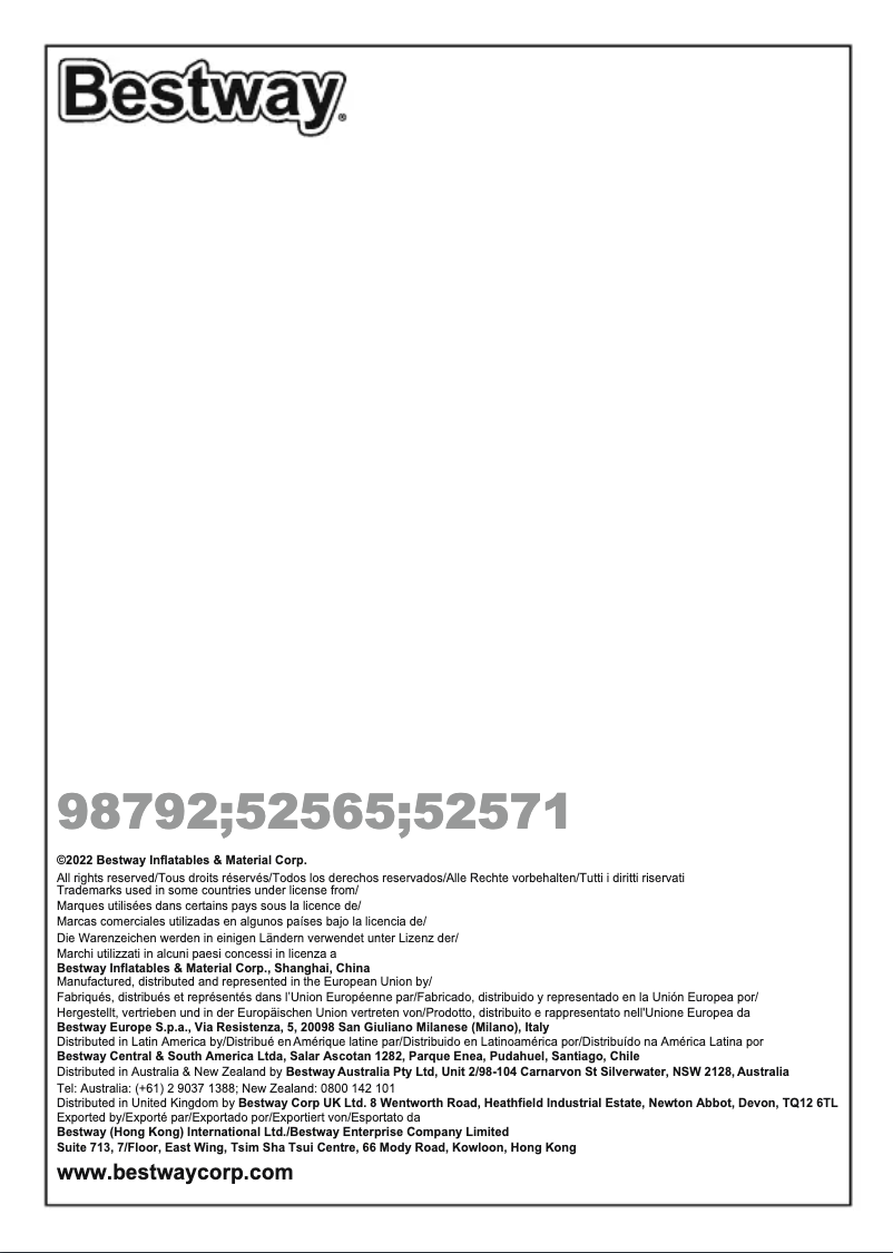 Page 1 of the manual User Manual Bestway 52565