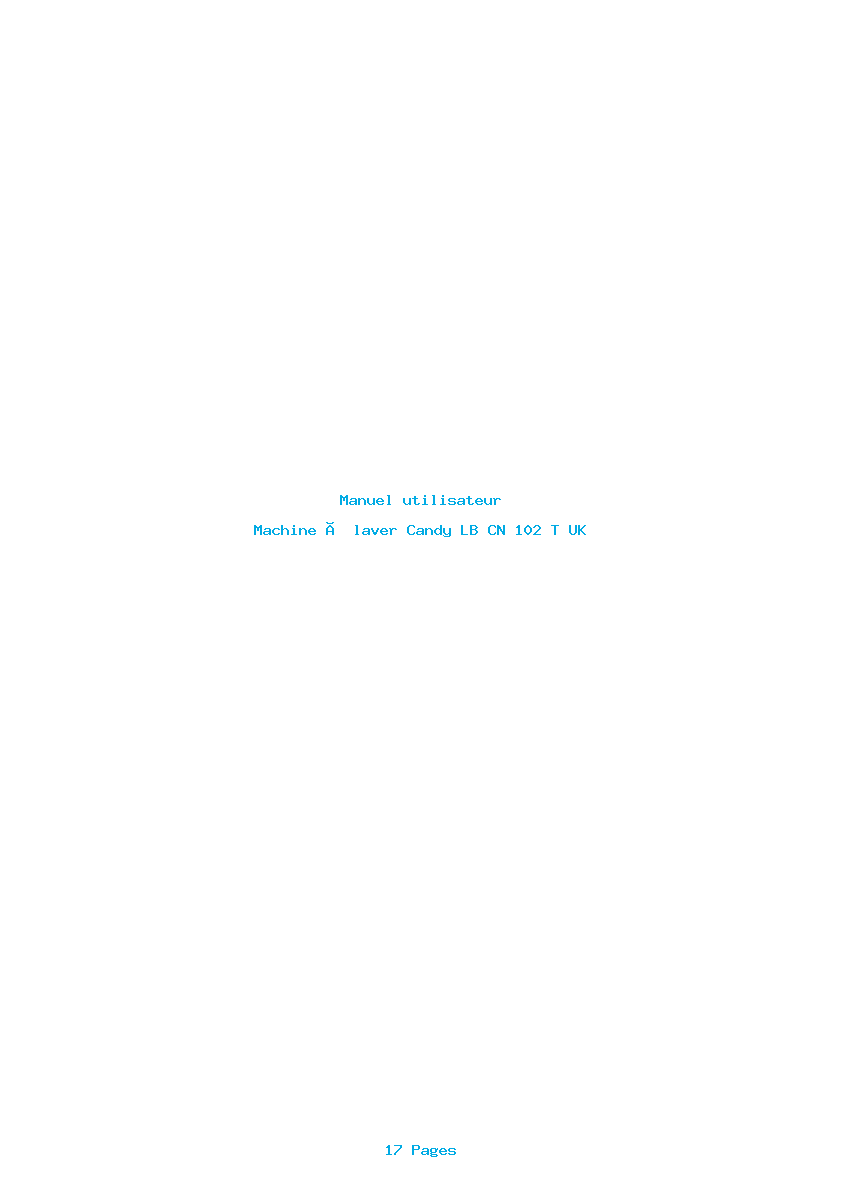 Page 1 de la notice Manuel utilisateur Candy LB CN 102 T UK