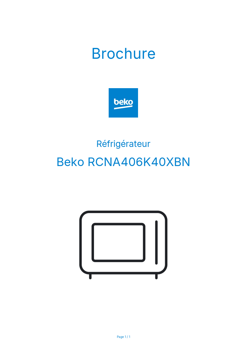 Page 1 de la notice Brochure Beko RCNA406K40XBN
