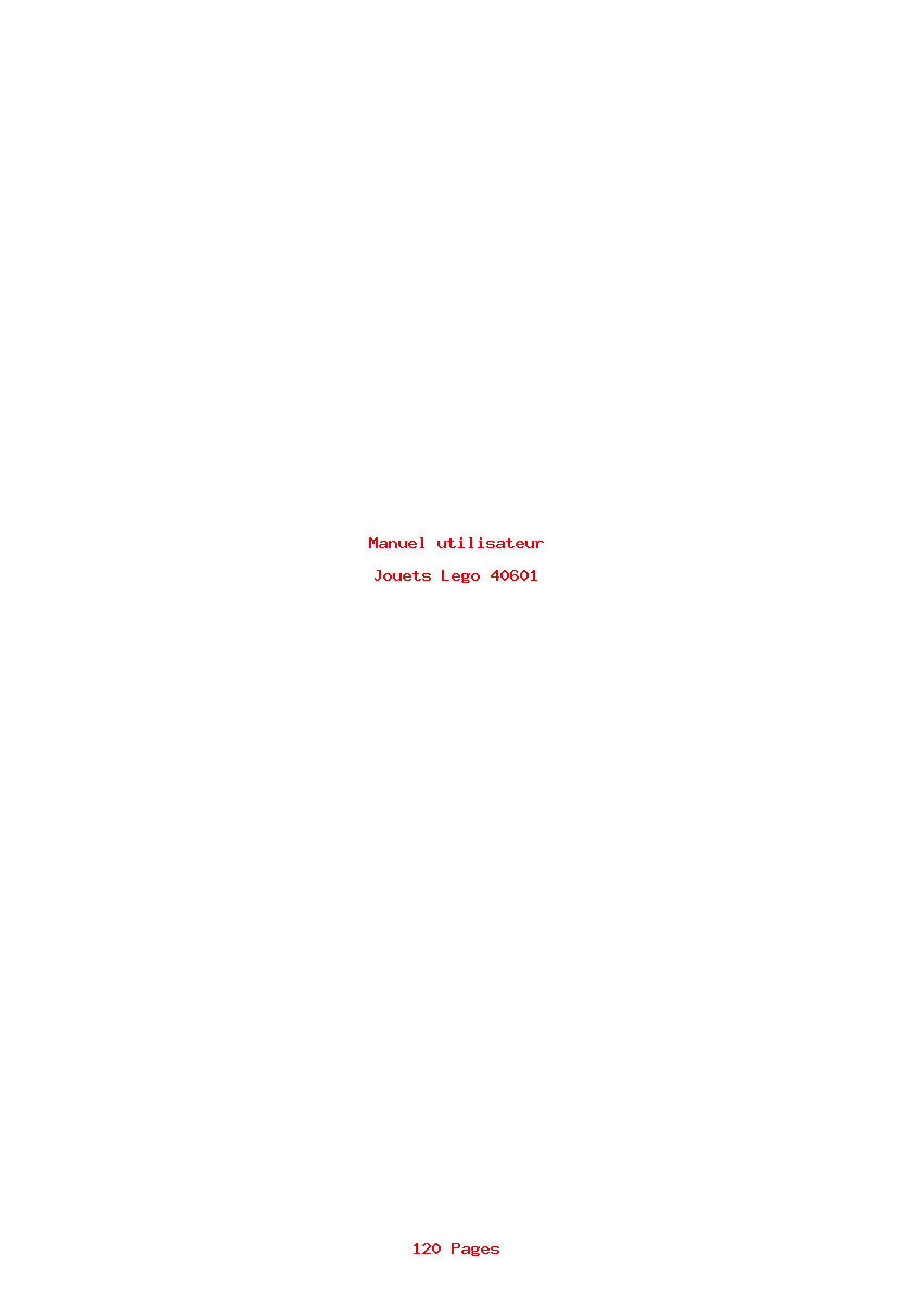 Page 1 de la notice Manuel utilisateur Lego 40601