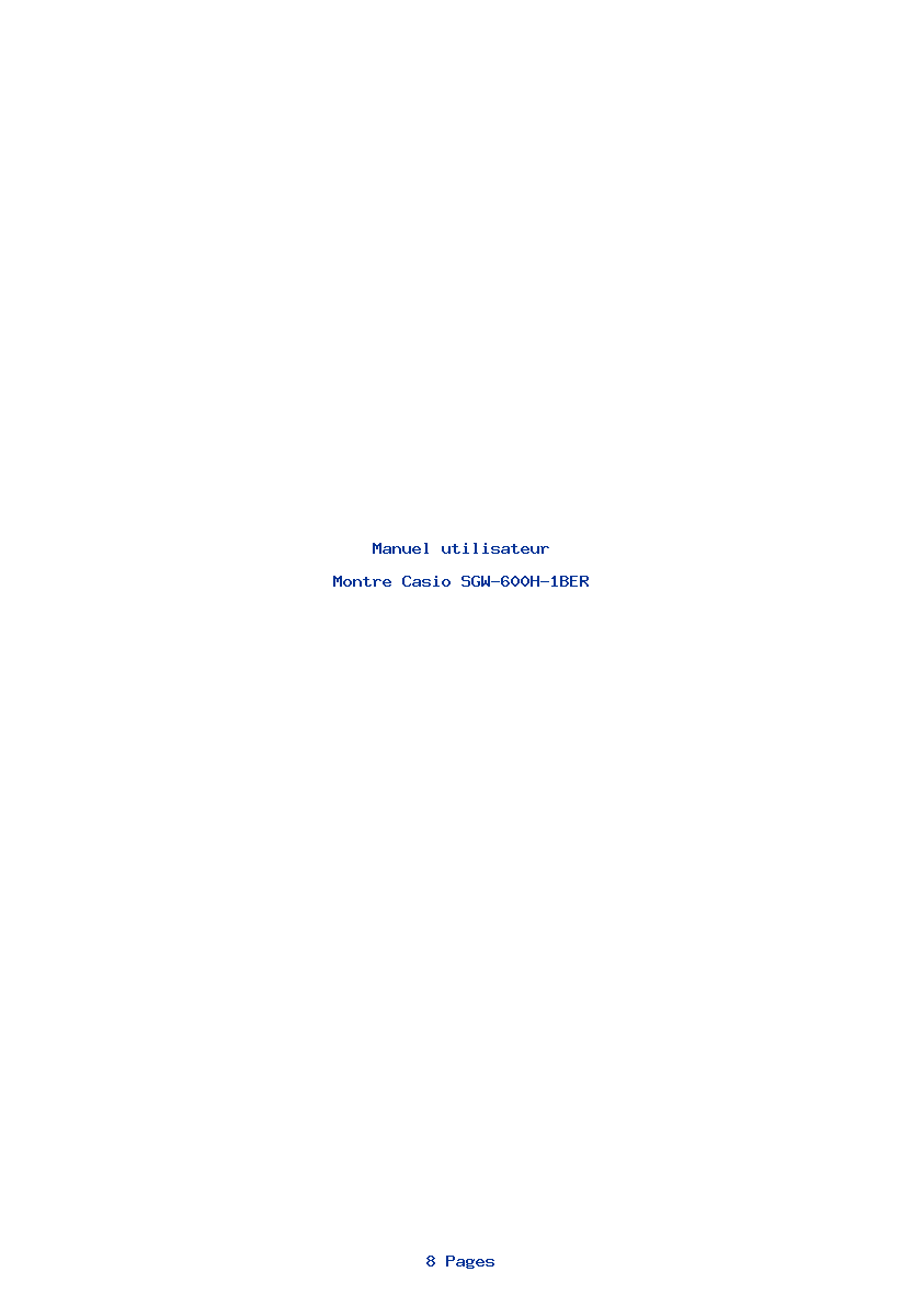 Page 1 de la notice Manuel utilisateur Casio SGW-600H-1BER